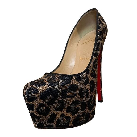 Christian Louboutin Canvas Jacquard Leopard Pumps | 8.5 - Picture 2 of 10